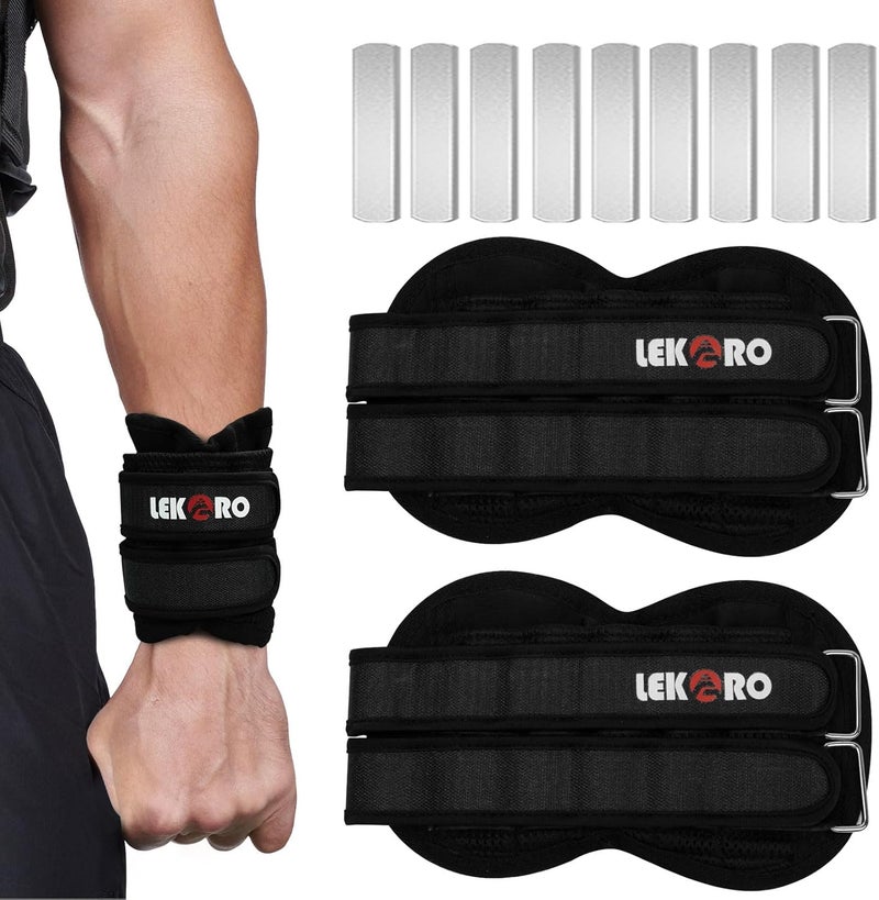 LEKÄRO Adjustable Ankle Weights & Wrist Weights for Women Men, 1 Pair Removable Weighted Plate Arm Leg Weights for Walking, Running, Pilates (2.2lb/4.4lb/6.6lb/11lb/22lb Total) - Image 1